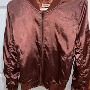 Rose gold satin bomber